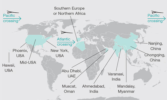 Flight plan of Solar Impulse 2’s intended around-the-world journey