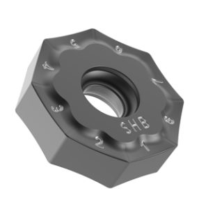 The octagonal, double-sided insert has 16 effective cutting edges, offering the lowest tooling cost per part in the industry