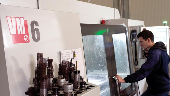 The Haas VM-6 table, with its X and Y T-slots, gives Chiaro the ability to quickly and easily mount parts of different sizes and shapes.